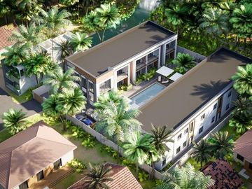 Apartment 40 m2. Full kitchen, sleeping area, terrace. Garden and pool view
