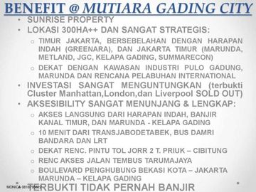 Dijual Perumahan Mutiara Gading City Tipe Pianta