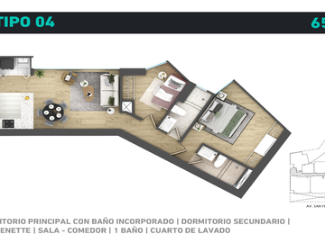 DEPARTAMENTO EN PROYECTO CON PISCINA EN ÁREAS COMUNES. SAN FELIPE