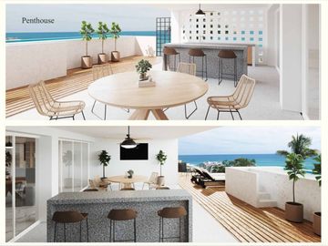 Departamento vista parcial al mar, alberca privada, terraza de 48 m2, con asador