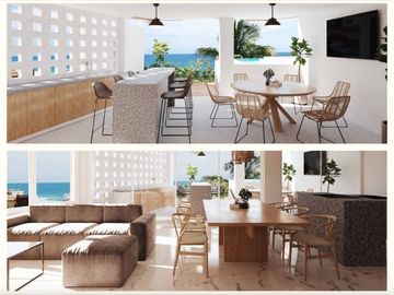 Departamento vista parcial al mar, alberca privada, terraza de 48 m2, con asador