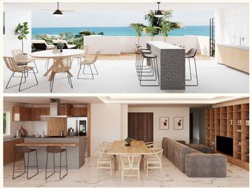 Departamento vista parcial al mar, alberca privada, terraza de 48 m2, con asador