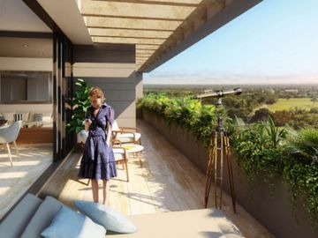 Apartamento con cuarto de servicio con baño en residencial con amenidades