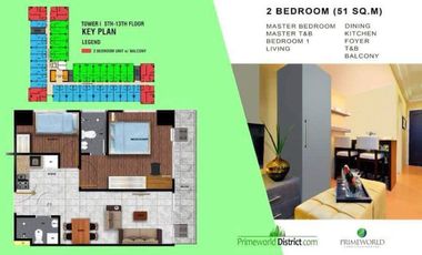 2 Bedroom w/ Balcony in Resort PrimeWorld District Mactan
