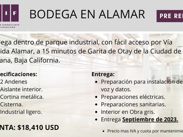 1,841 M2 | BODEGA EN PRE RENTA EN ALAMAR