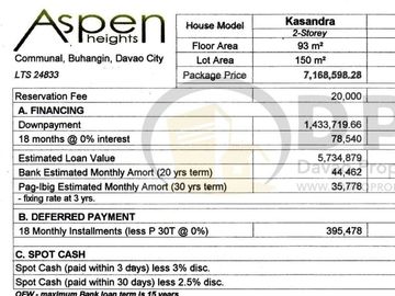 4 Bedrooms, Two-Storey Housing Loan in Aspen Heights Communal Buhangin Davao City