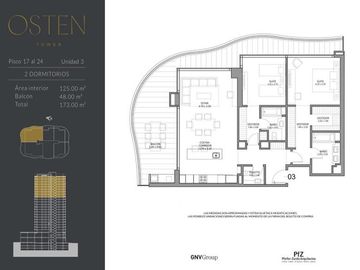 Osten Tower Puerto Madero - 2 Dormitorio con balcón terraza y parrilla