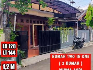 Rumah two in one luas tanah 2 rmh jdi 1 di wisma asri