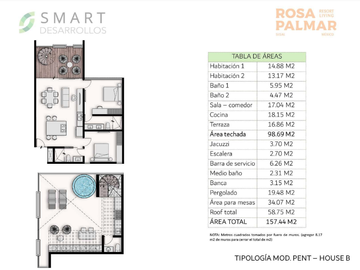 Penthouse(B) en la playa en VENTA en COPROPIEDAD en Rosa Palmar , Sisal