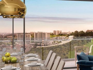 Apartamento con cine, alberca, gimnasio con spinning room, vista al campo de gol