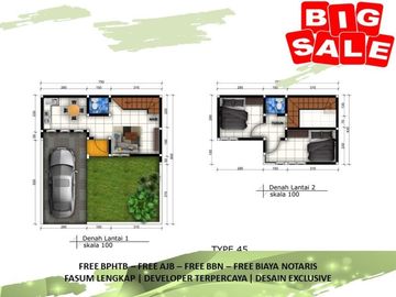 2 Lantai Tipe 45/77 Rumah Dekat Kampus Free Biaya2