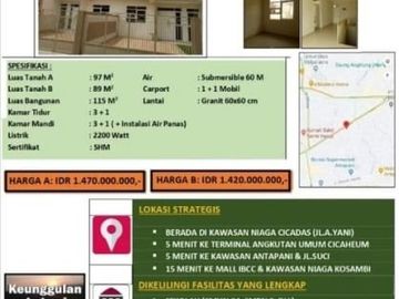 Rumah Cantik di Cicadas Dekat Cicaheum, Antapani & Arcamanik