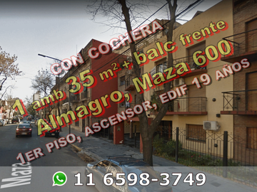 NUEVO PRECIO - Departamento en Venta en Almagro 1 ambiente 35 m2 + balcón al frente, con cochera - Maza 600