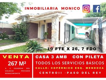 venta casa 3 amb con pileta  paso del rey