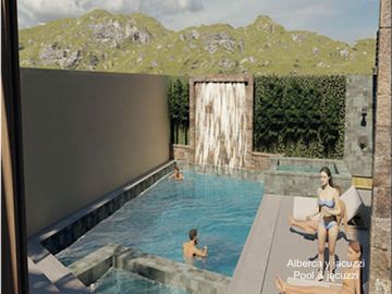 Casa en residencial privado con alberca, jacuzzi, asador, juegos para niños en v