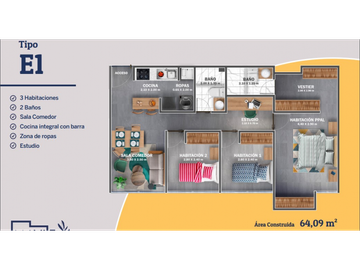 Apartamento sobre planos en venta entrega 2024 en Tebaida - Quindío