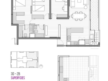 Departamento con 3 Dorm y 2 Baños en venta en Providencia