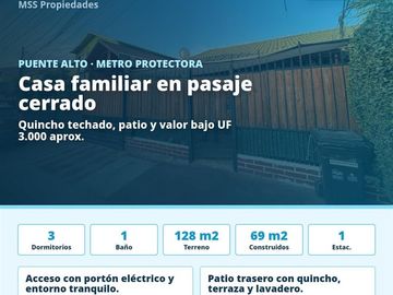 Casa en venta Puente Alto, Metro Protectora de la Infancia