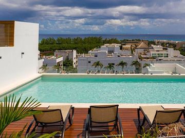 Departamento, amenidades con vista al mar, alberca, jacuzzi, gimnasio