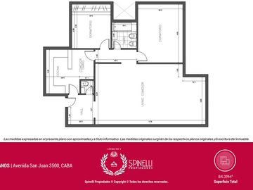 Semipiso 3 amb de 84m2 c/baño y toilette en edificio de gran categoría en San Juan y Boedo