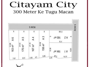 Dekat Tugu Macan Citayam Bogor, Kavling Toko, Kontur Datar, Jalan 5 M