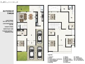 rumah baru di Sutorejo Timur Carport 2 mobil + garasi 1 mobil