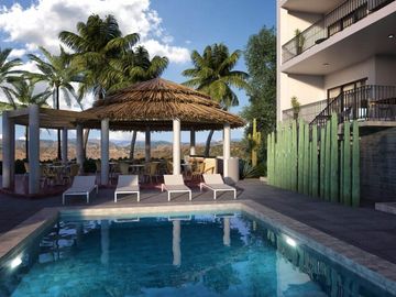 Departamento con vista al mar, alberca, cerca de Playa Arrocito, en venta Huatul