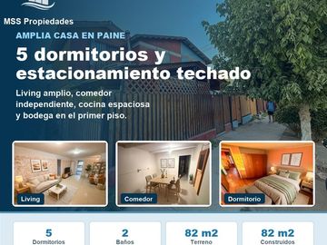 Casa 5 Dorm Estac Techado Comedor Independiente Paine