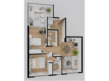Departamento de estreno en piso 1 - Surquillo  63.85m2 **