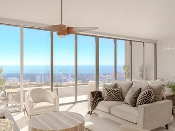 Departamento con ventanas grandes, con alberca semi-olimpica, juegos para niños,