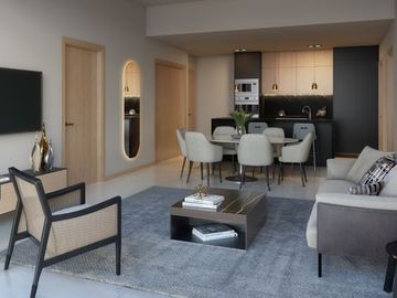 Departamento con bosque privado, cine, muro de escalar, parque para perros, jueg