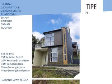 3 Lantai Rumah Batu Tipe 75 Bergaransi Sewa Kelola