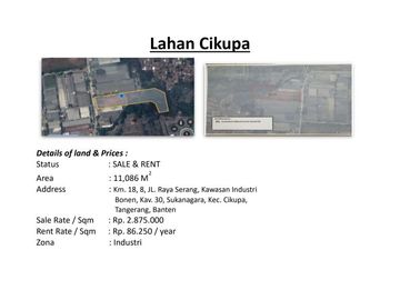 Dijual atau Disewakan Lahan Beli di Cikupa, Tangerang