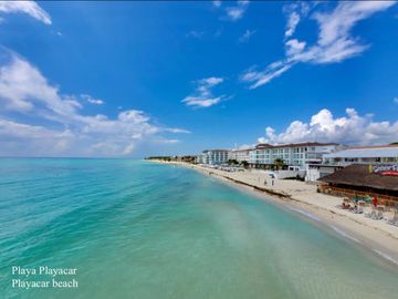 Departamento con plunge pool, terraza vista verde, venta Ikal Living Playacar