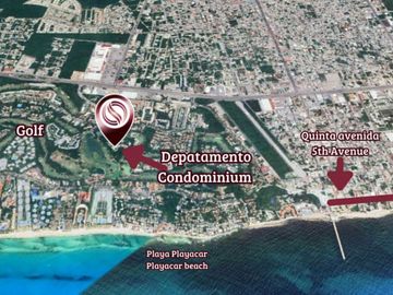 Departamento con plunge pool, terraza vista verde, venta Ikal Living Playacar