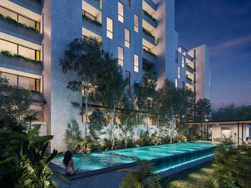 Apartamento con terraza en venta con amenidades, piscina, gym, area de yoga, bbq