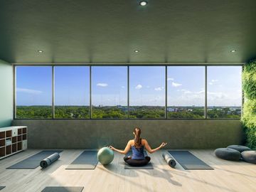 Apartamento con terraza en venta con amenidades, piscina, gym, area de yoga, bbq