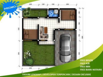 Posisi Hook Rumah Lingkungan Asri View Katu 2KT Tipe 25/107