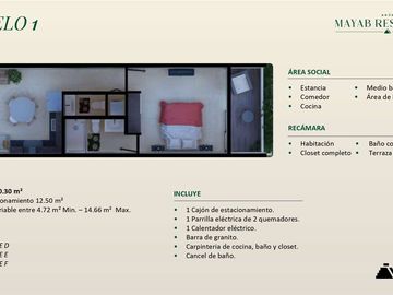 Departamentos preventa Akún Mayab Residences, Santa María Yaxché de 1 recamara
