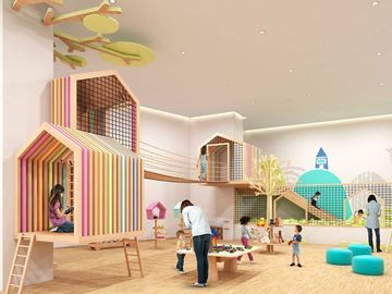 Departamento con terraza, cine, spa, juegos para niños, cuarto de juegos, alberc