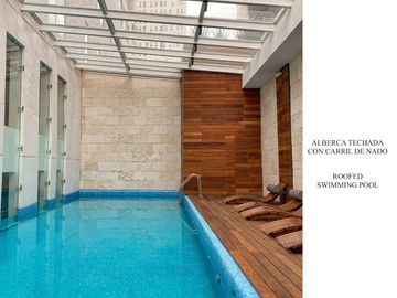 Penthouse de lujo, techo alto, con amenidades: cine, alberca con carril de nado,