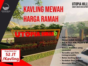 tanah nempel jalan raya di jonggol kavling utopia hills