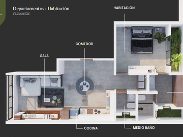 Departamento en Venta en Mérida, Azana, Temozón ( 1 Rec)