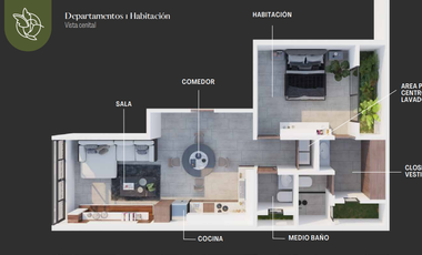 Departamento en Venta en Mérida, Azana, Temozón ( 1 Rec)