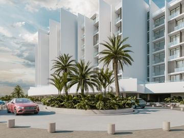 Condo con terraza que tiene vista al mar, cuatro recamaras, alberca, pre-venta,