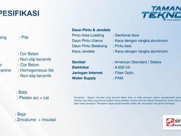 Rudang Baru Luas Dan Bagus Tipe 12, Taman Tekno X Tahap 2 di BSD City