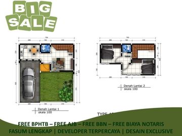 2 Lantai Tipe 45/77 Rumah Dekat Kampus Free Biaya
