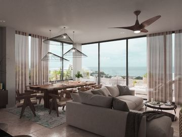 Departamento con terraza en rooftop y alberca con vista al mar, en venta Cozumel