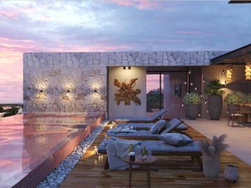 Departamento con terraza en rooftop y alberca con vista al mar, en venta Cozumel