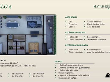 Departamento en preventa Akún Mayab Residences, Santa María Yaxché  2 recamaras